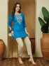 Janasya Women's Blue Rayon Embroidered Straight Short Kurti